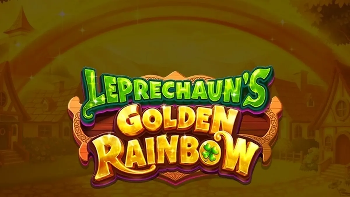 Cenário temático de Leprechaun's Golden Rainbow com elementos da cultura irlandesa e arco-íris